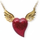 Flyingheart Anhänger mit Kette rot lackiert  und gold plattiert