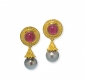 Clipstecker in Silber-goldplattiert mit Granat und Tahiti Perle